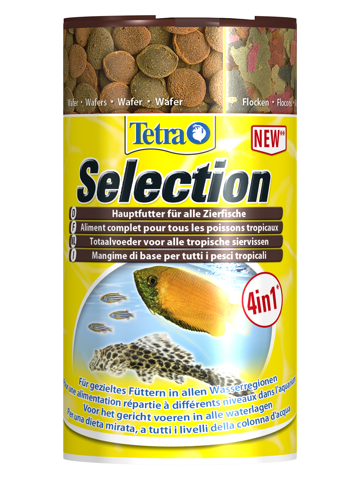 TetraSelection корм для всех видов рыб "4 вида" хлопья/чипсы/гранулы 100 мл