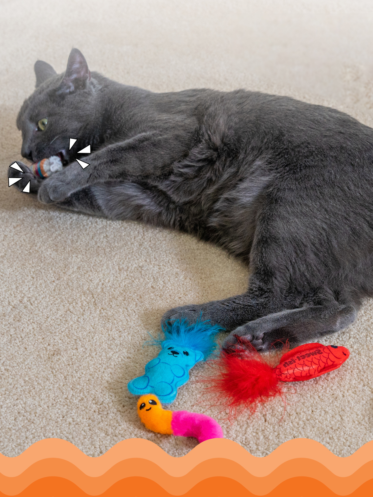 Игрушка Catstages Dental для кошек "Вкусняшки" с кошачьей мятой, 6 шт в комплекте (34006)