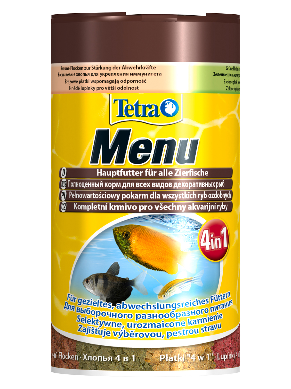 TetraMenu корм для всех видов рыб "4 вида" мелких хлопьев 100 мл