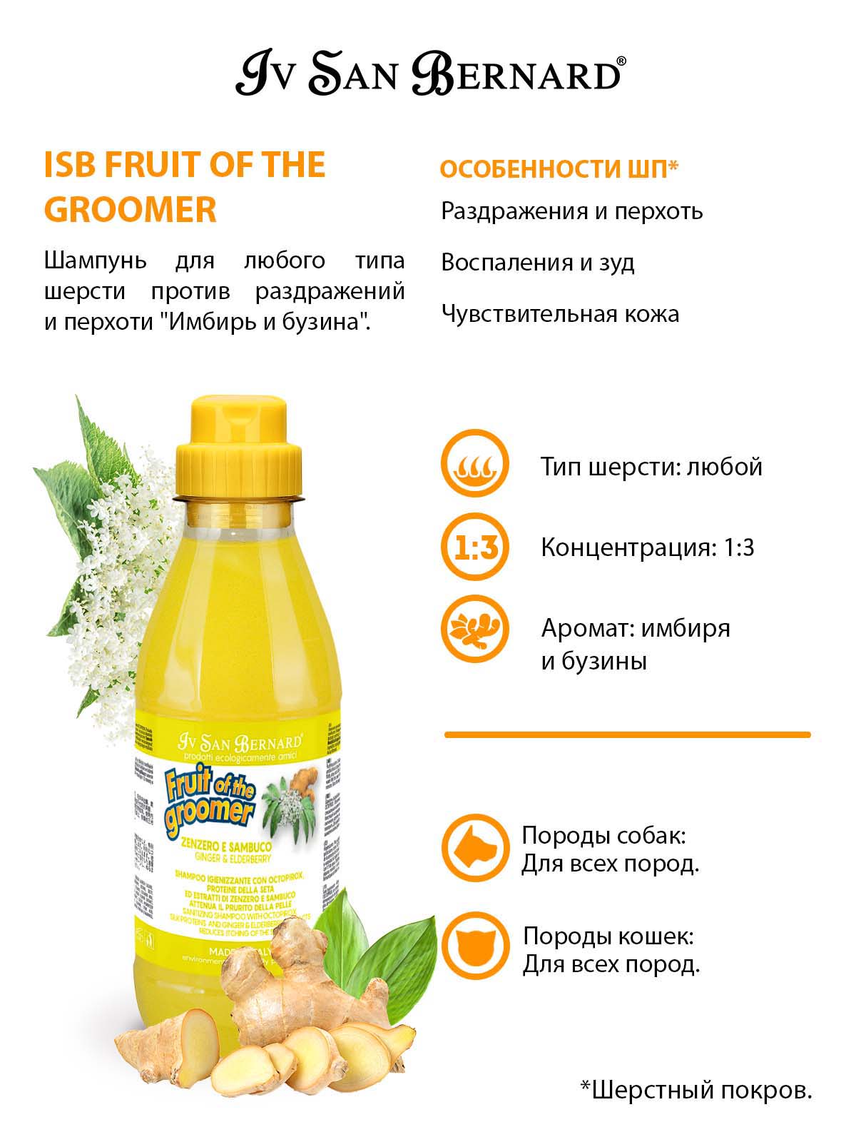ISB  Fruit Шампунь любой тип шерсти против перхоти 500мл 8022767041562