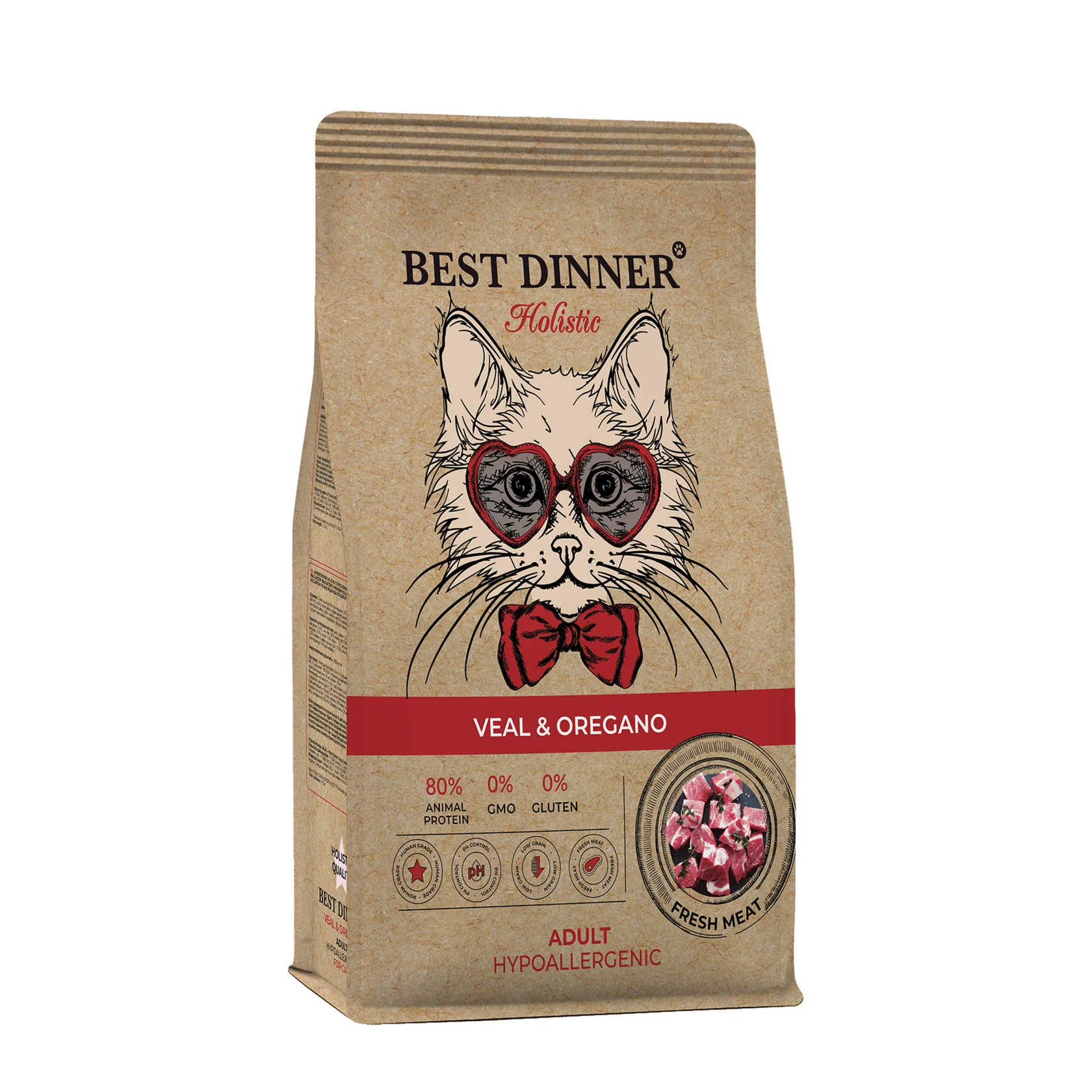 Best Dinner Бест Dinner Холистик Эдалт Телятина с Орегано (сухой корм д/кош) -10 кг