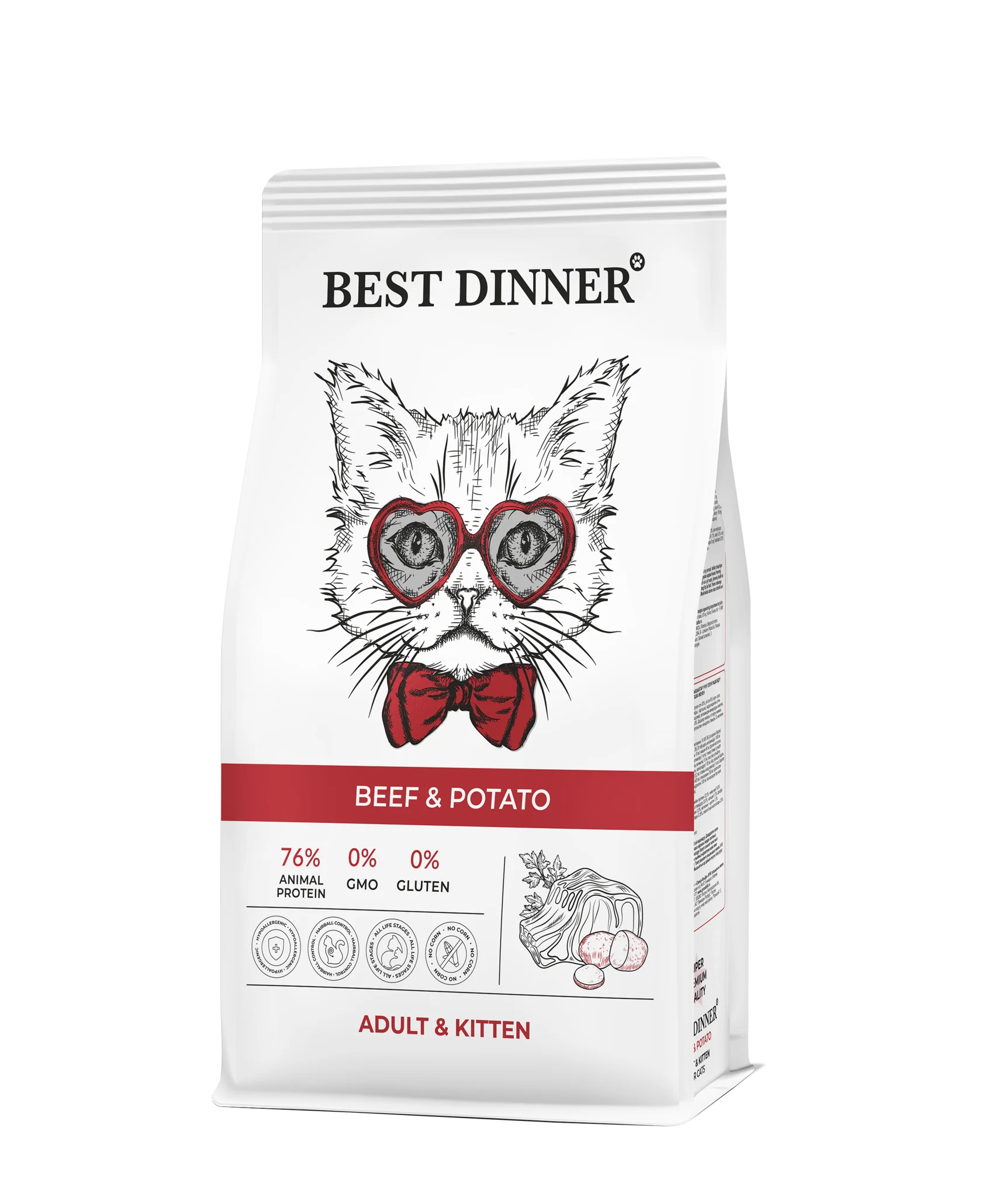 Best Dinner Бест Dinner Эдалт/Киттен с Говядиной и картофелем (сухой корм д/кош) - 0,4 кг