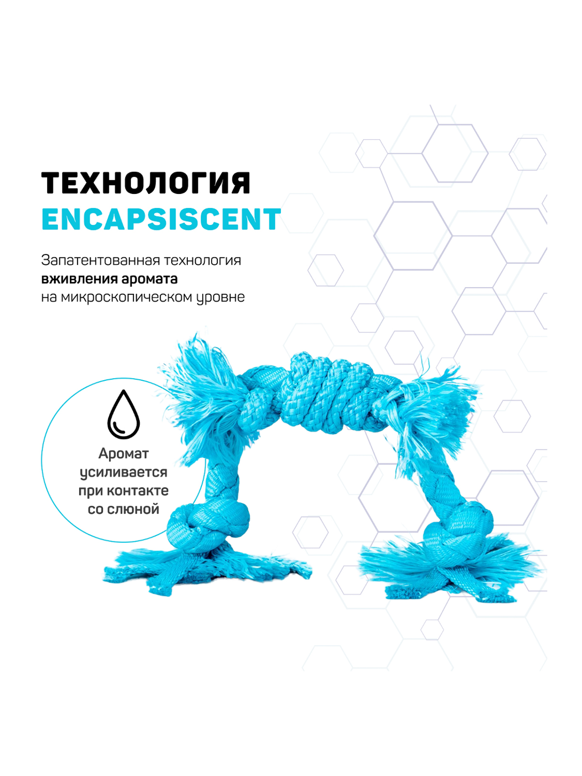 Playology сенсорный канат PUPPY SENSORY ROPE для щенков мелких и средних пород 8-16 недель с ароматом арахиса, цвет голубой