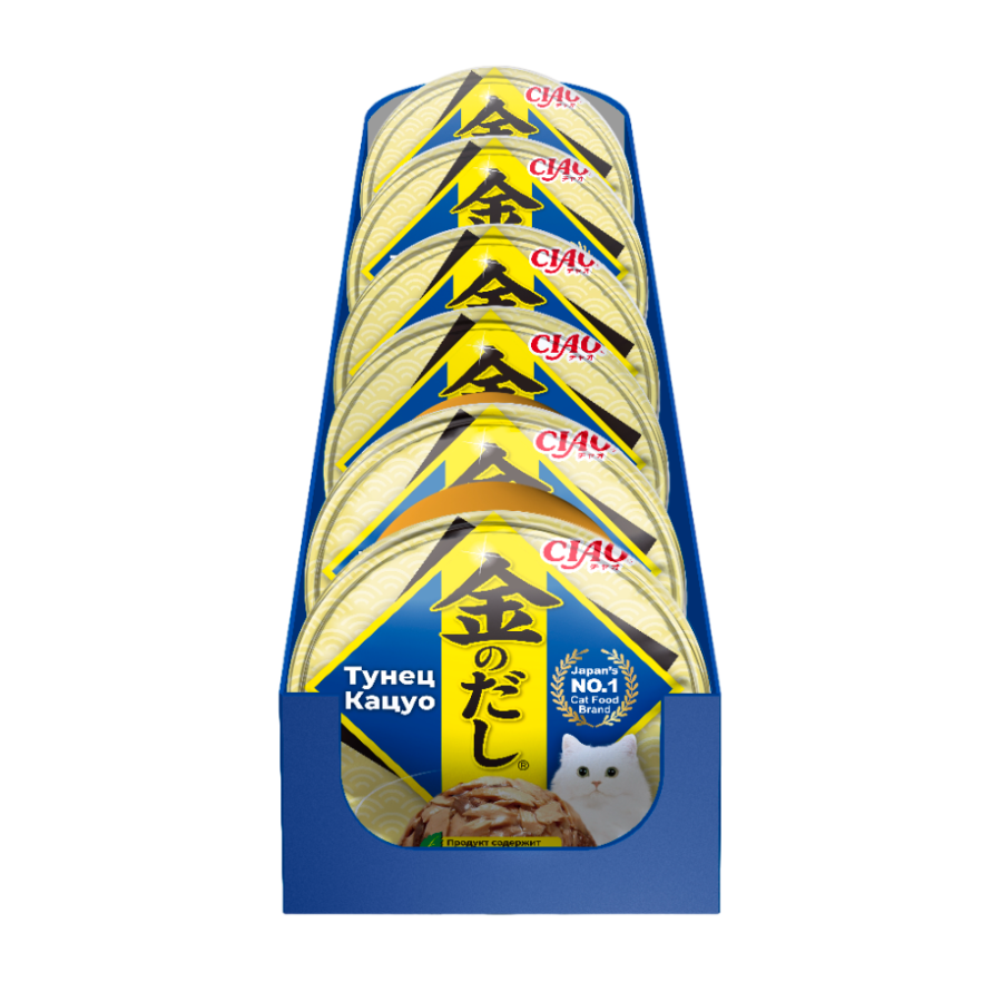 INABA CIAO Влажный корм для кошек Kinnodashi cup Тунец Кацуо конс. 70г-6шт 2042466799683