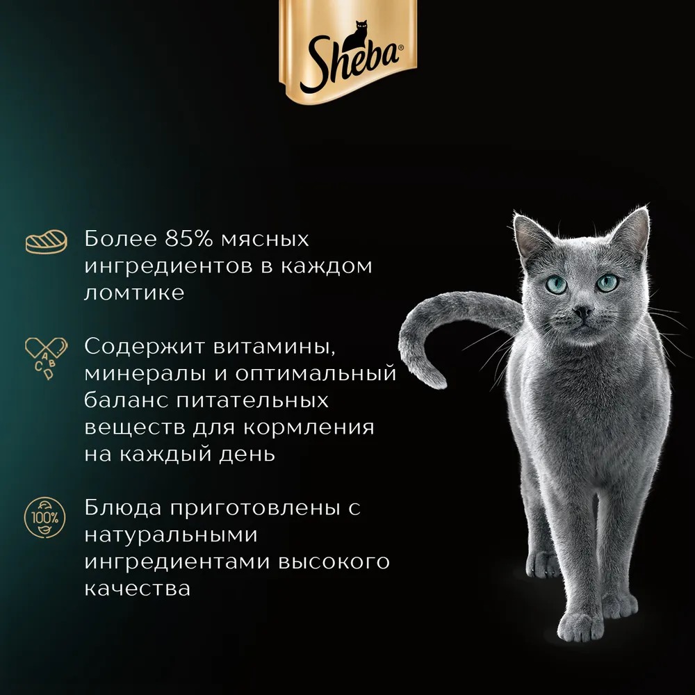 Sheba Влажный корм для кошек паштет, с индейкой, 75гр