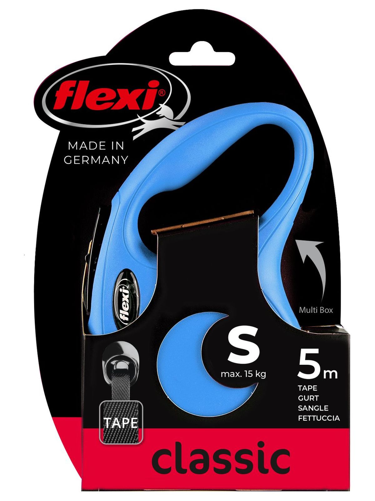 Flexi flexi рулетка New Classic S (до 15 кг) 5 м лента синяя