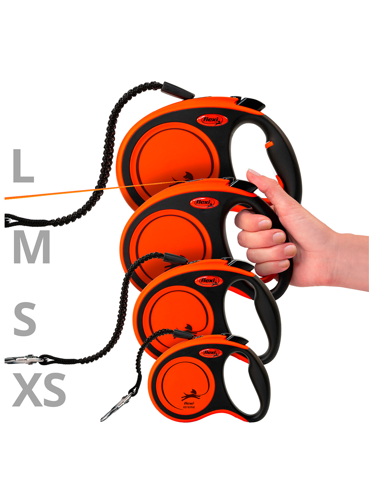 Flexi flexi рулетка Xtreme L (до 55 кг) 8 м лента оранжевая