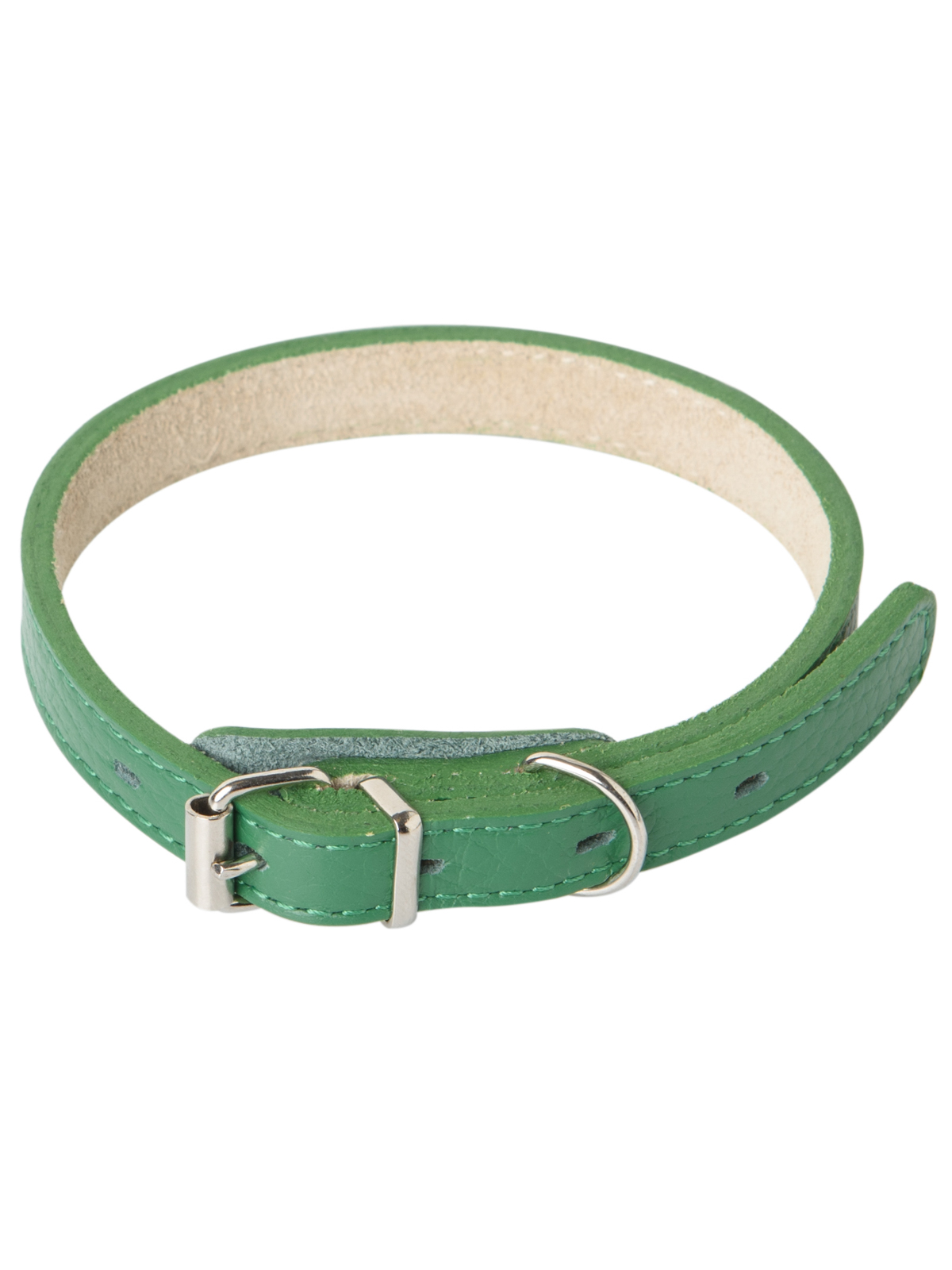 Ошейник Mr.Kranch для собак из натуральной кожи прямой, 29-35см, зеленый