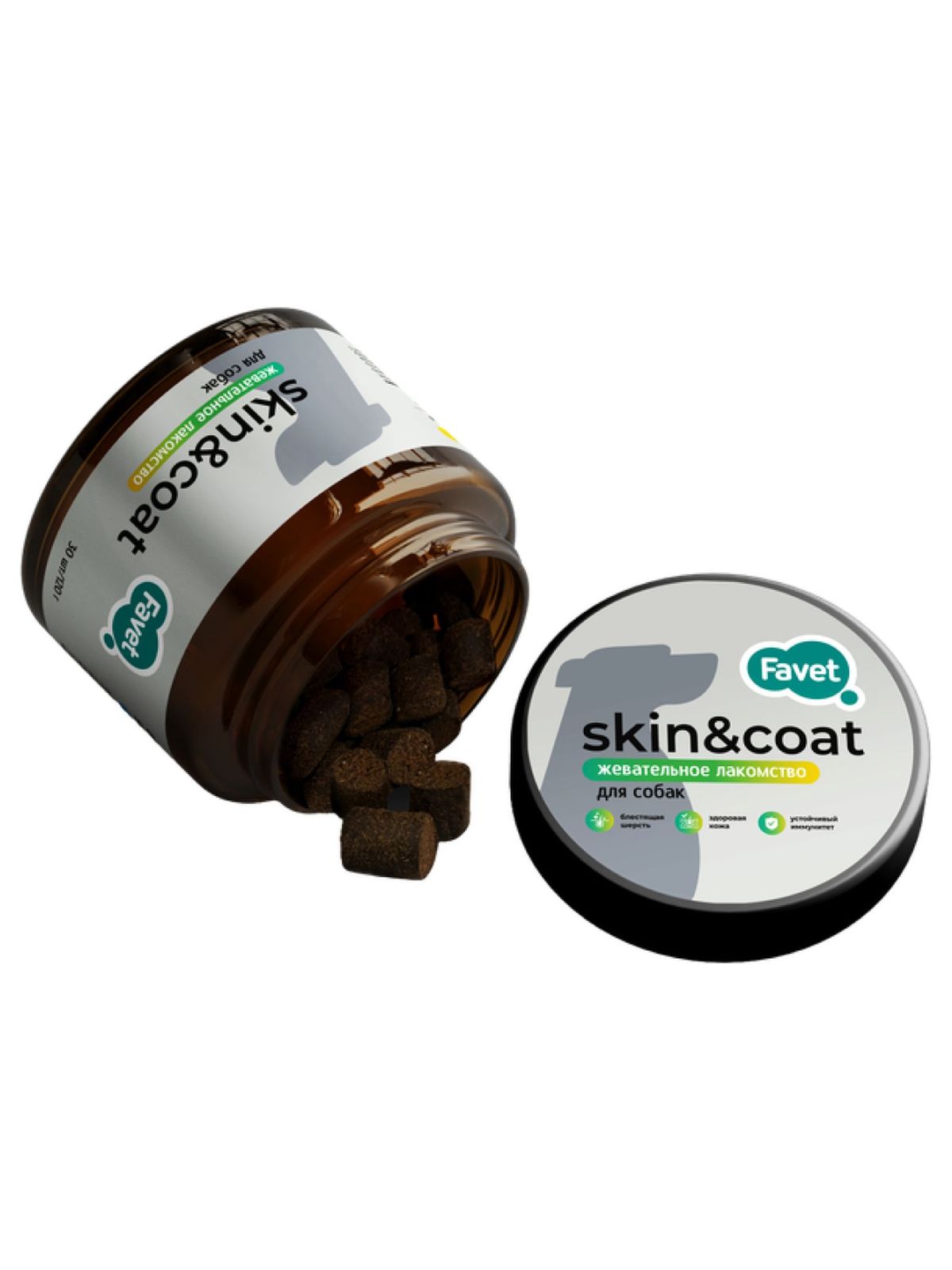 Favet Skin&Coat Функциональное лакомство для кожи и шерсти для собак, 120г