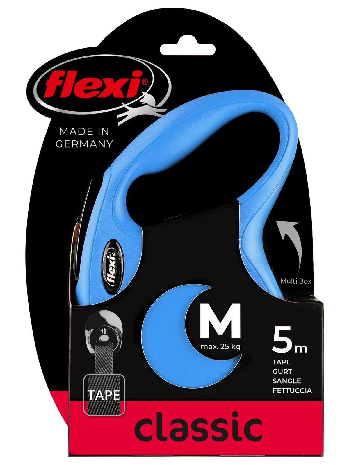 Flexi flexi рулетка New Classic M (до 25 кг) 5 м лента синяя