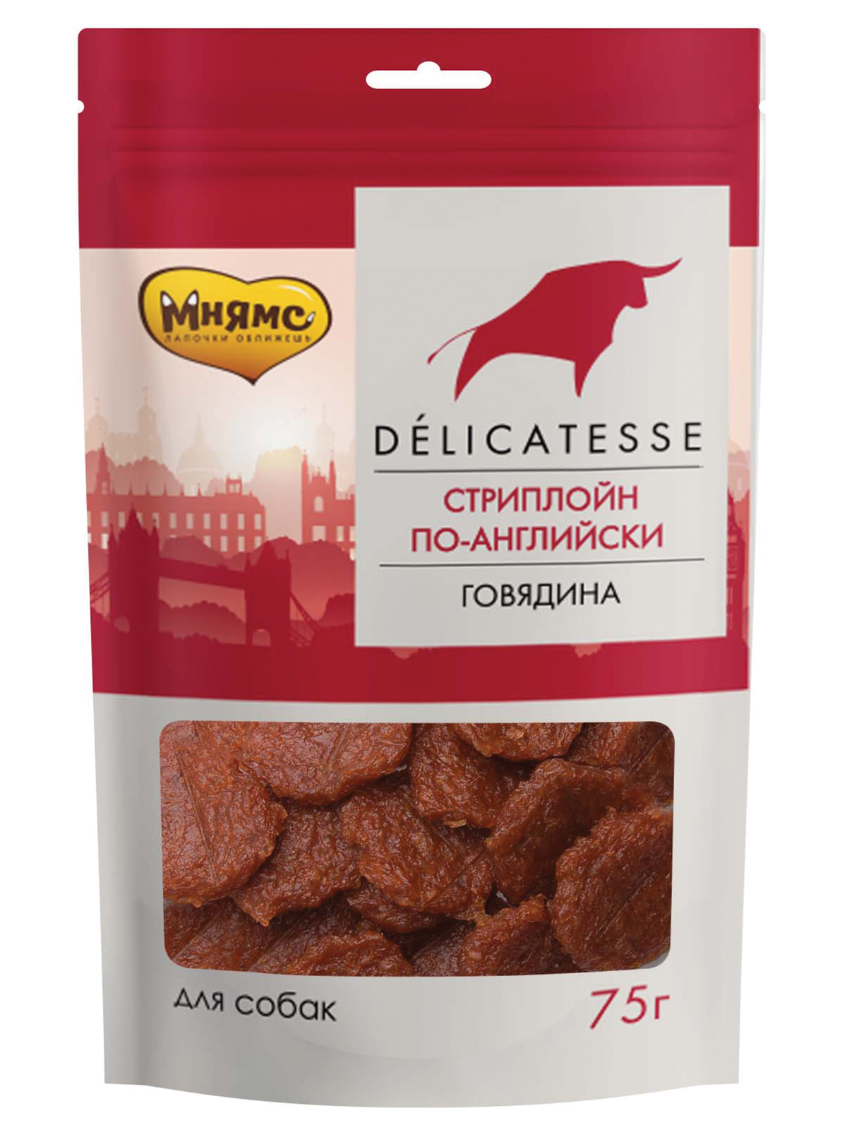 Лакомство Мнямс Деликатес "Стриплойн по-английски" для собак 75 г