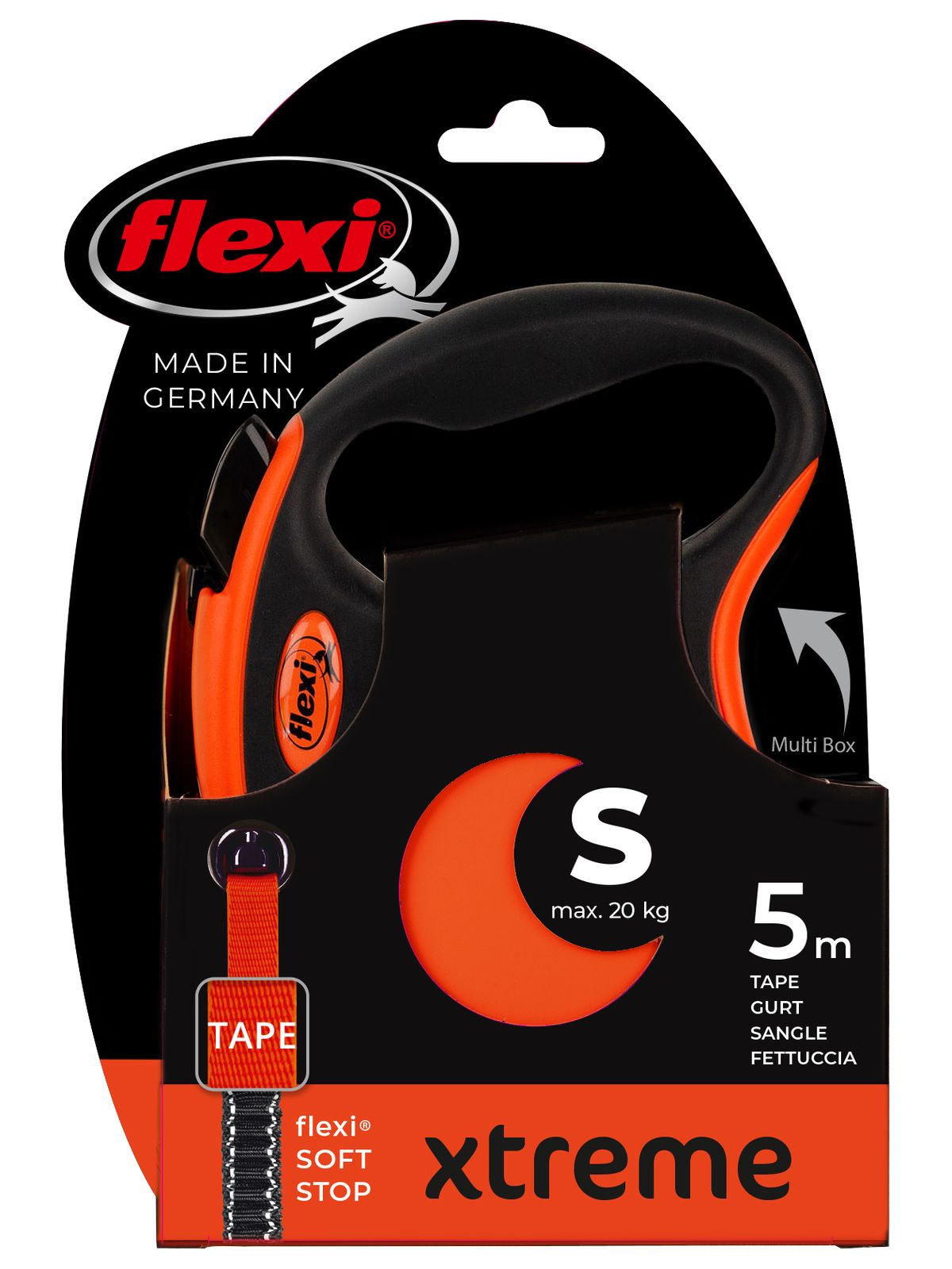 Flexi flexi рулетка Xtreme S (до 20 кг) 5 м лента оранжевая