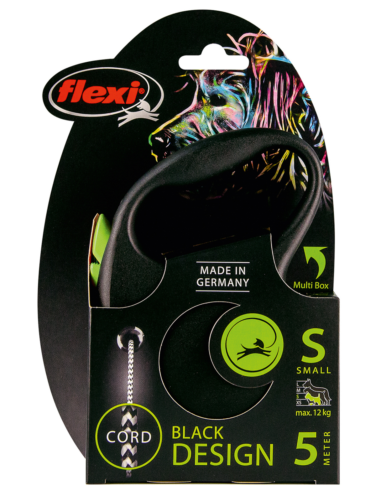 Flexi FLEXI BLACK DESIGN S 5 м до 12 кг рулетка черная зеленый дизайн трос