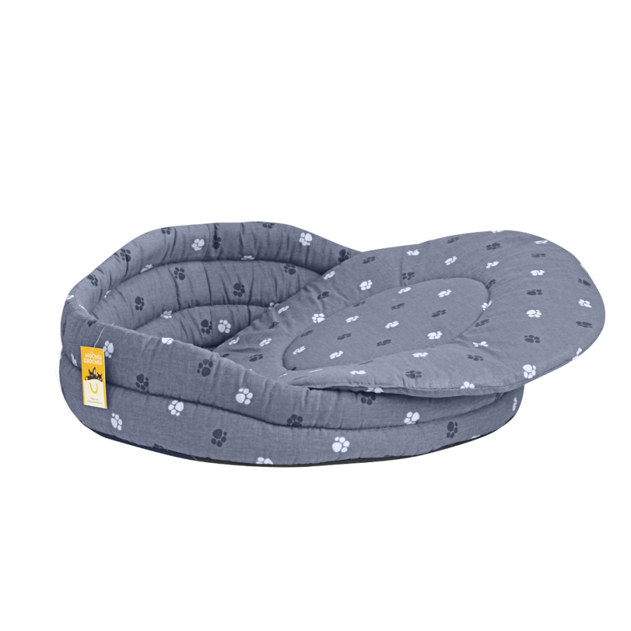 Моськи-Авоськи Лежанка круглая стёганая с подушкой (хлопок, периотек), 47,5*47,5*21,5, серая