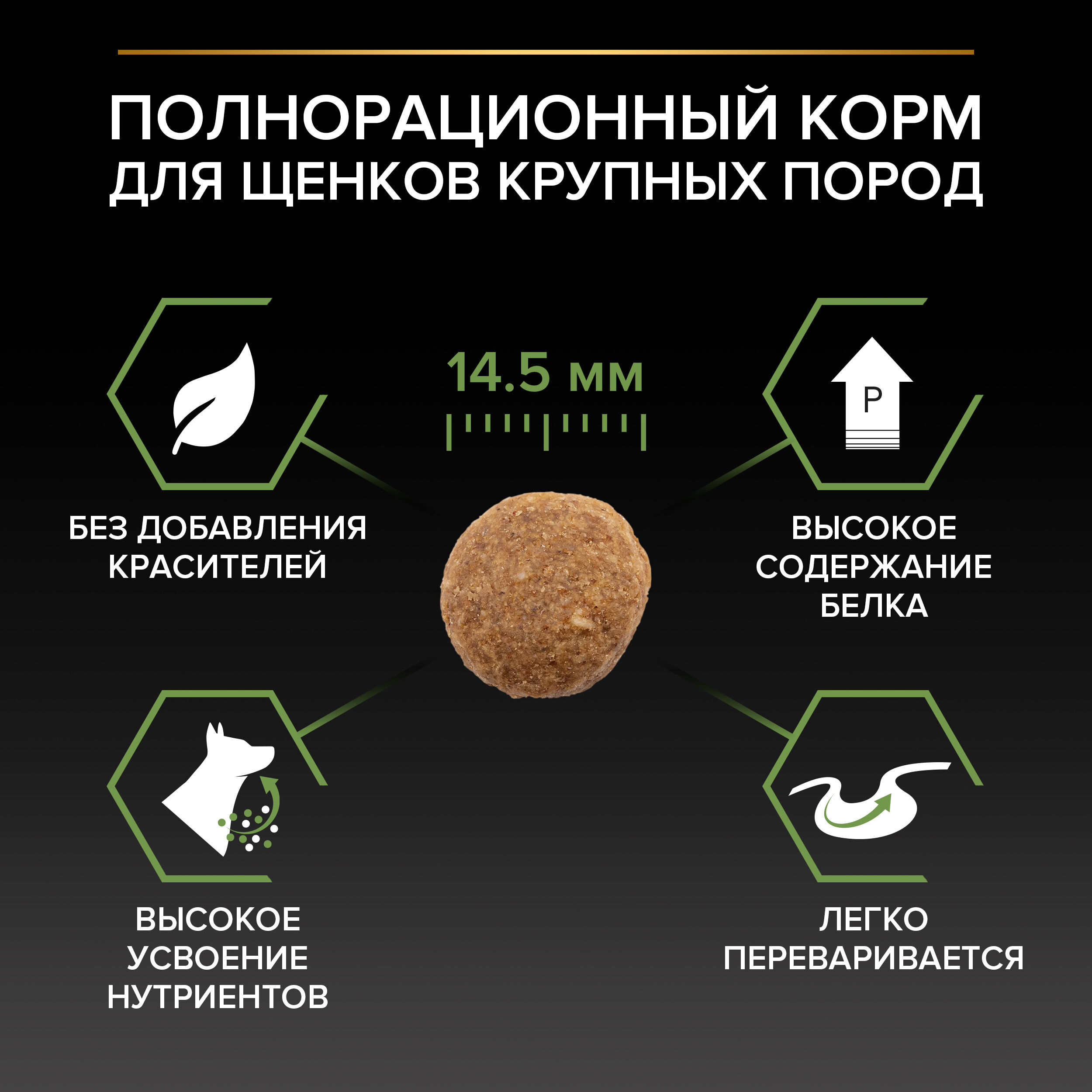 Сухой корм для щенков PRO PLAN для крупных пород с мощным телосложением курица, 12кг 7613035120341