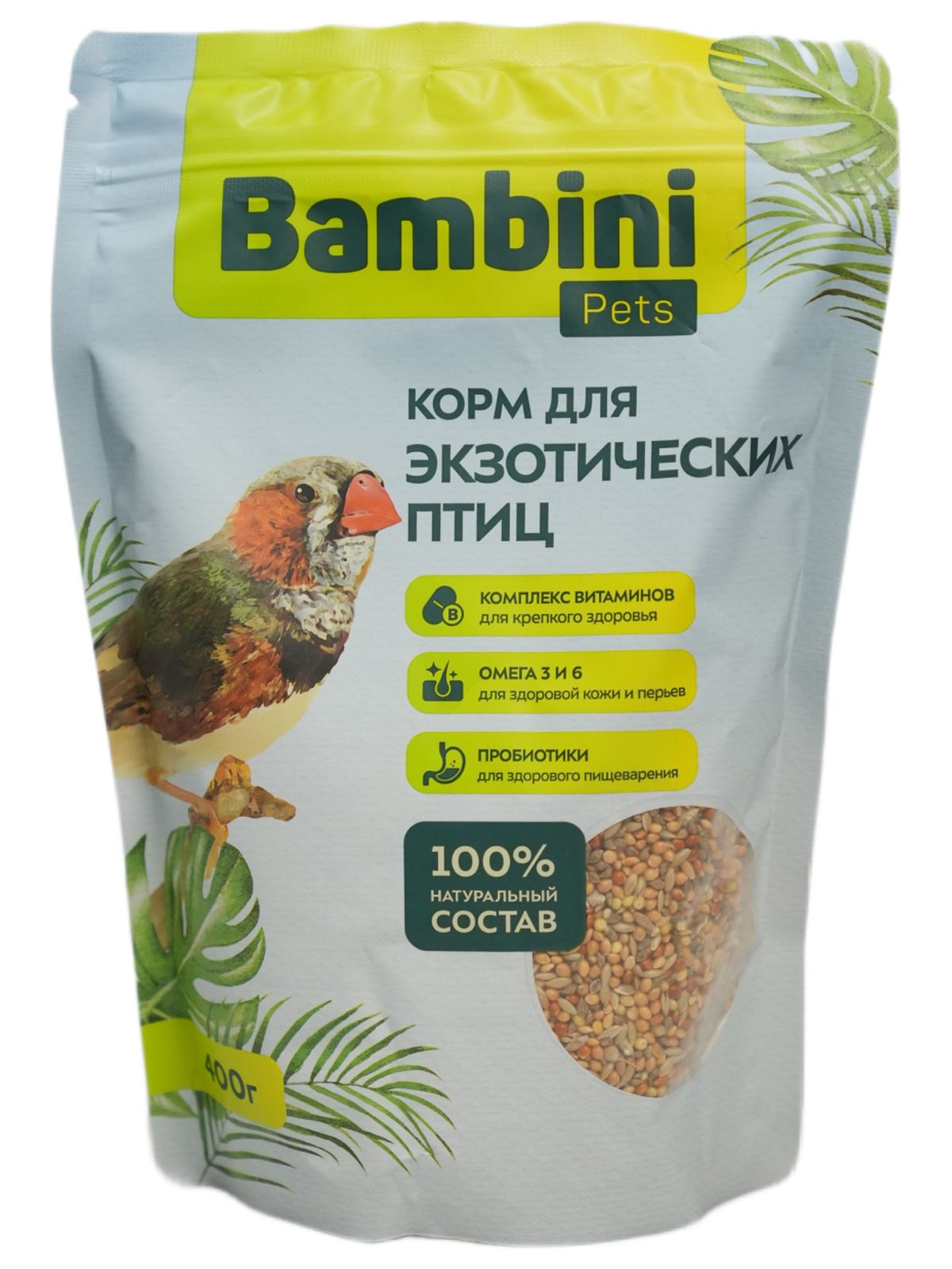 Корм Bambini Pets для экзотических птиц, 400 г