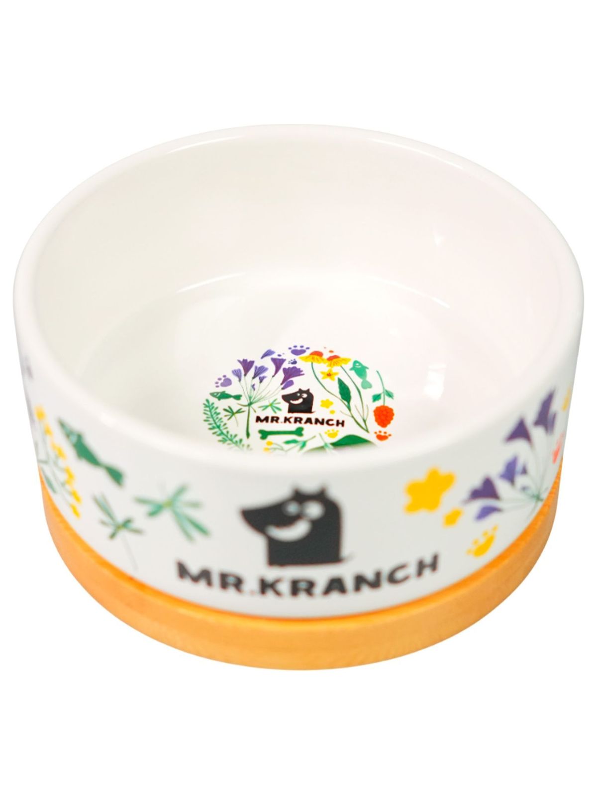 Миска Mr.Kranch Bamboo 340 мл Цветы Прованса керамическая на бамбуковой подставке васильковая (35002)