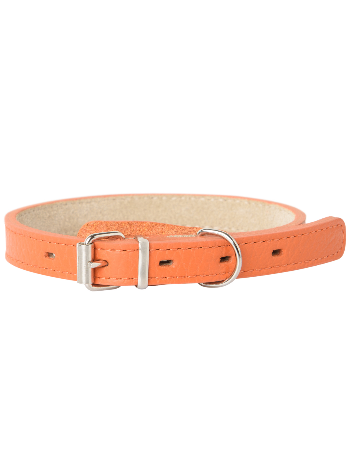 Ошейник Mr.Kranch для собак из натуральной кожи прямой, 24-30см, оранжевый
