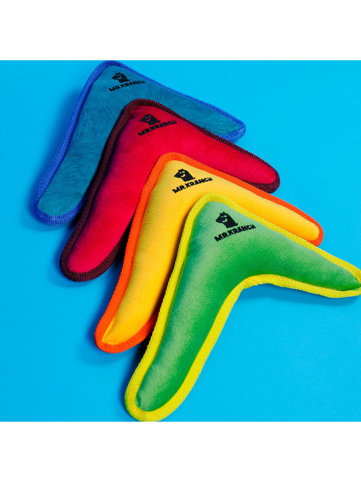 Игрушка Mr.Kranch для собак мелких и средних пород Бумеранг с пищалкой 22х19х45см желтый (33010)