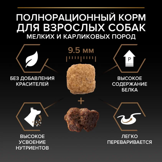 Сухой корм для собак PRO PLAN DUO DELICE для собак мелких пород с двойной текстурой гранул, с говядиной 700гр