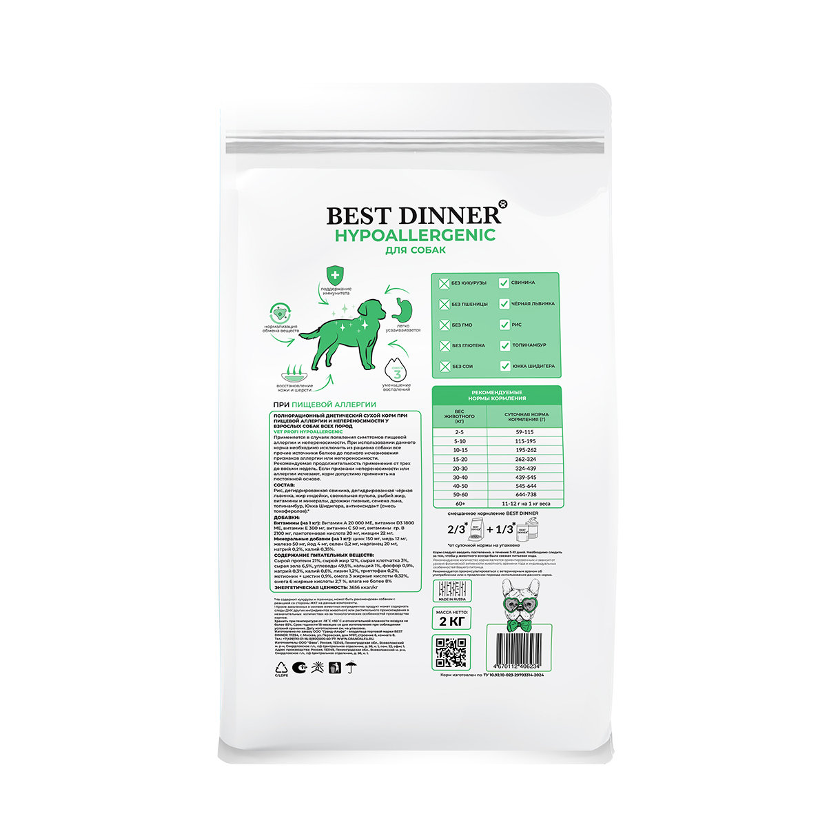 Best Dinner Vet Profi Hypoallergenic Сухой корм для собак 2 кг