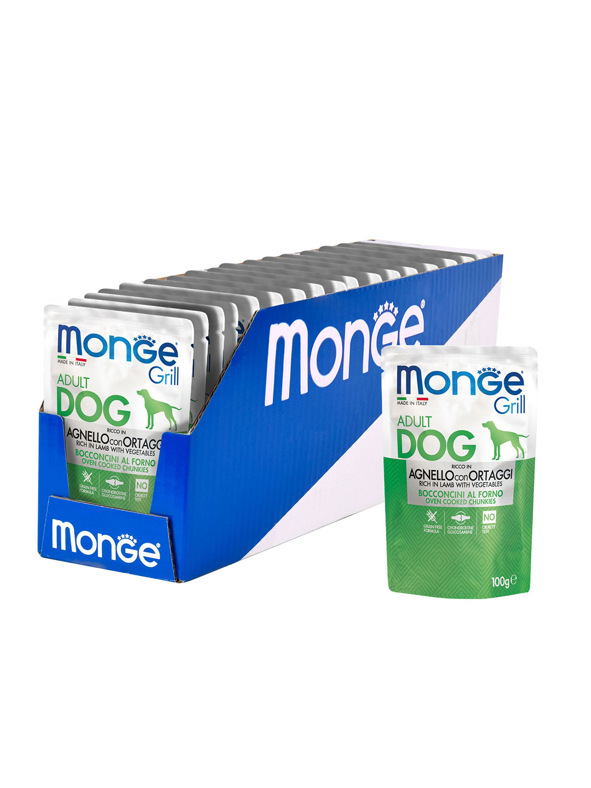Влажный корм Monge Dog Grill для собак с ягненок и овощами, паучи 100 г