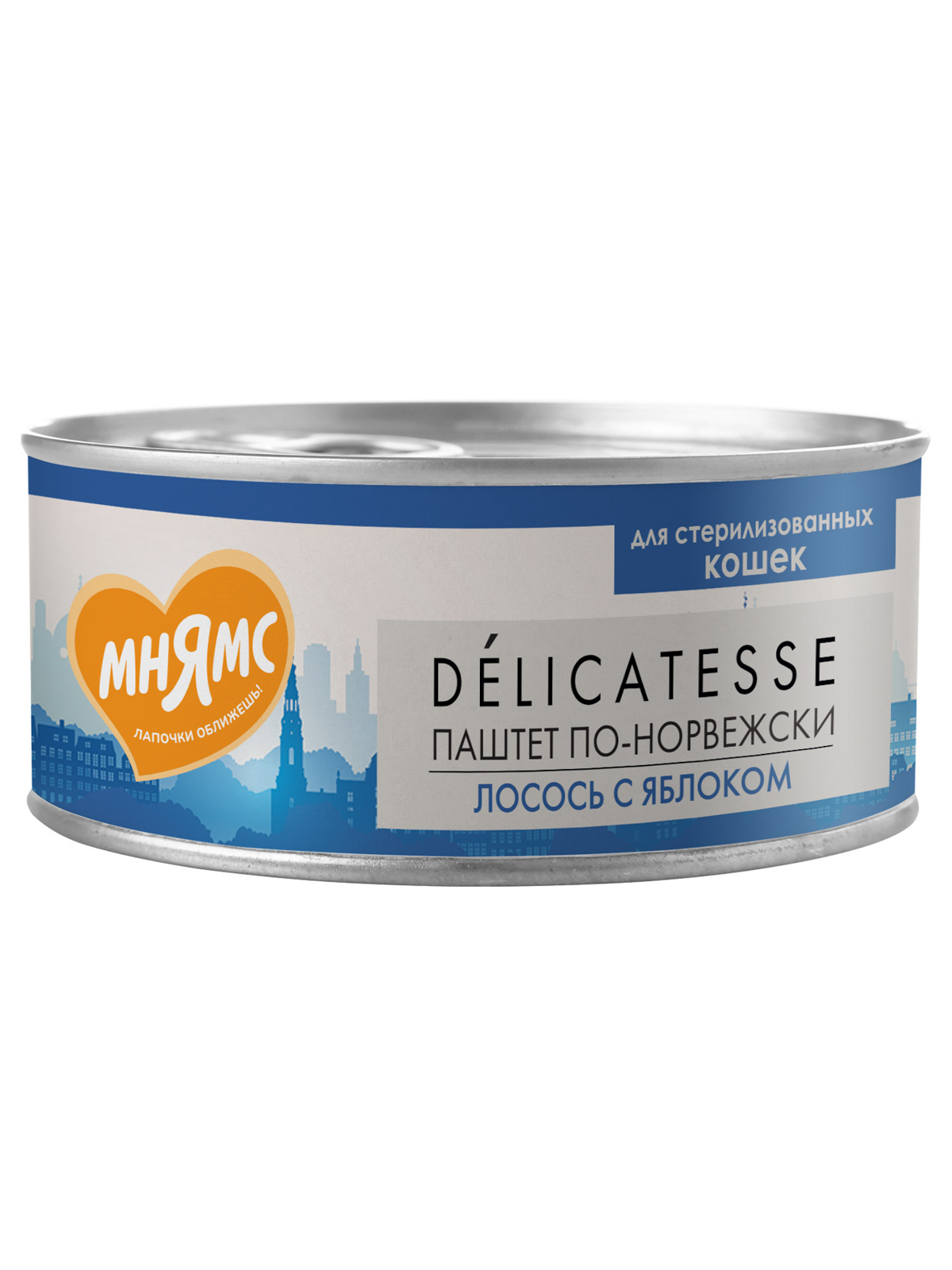 Мнямс Деликатес Влажный корм  для стерилизованных кошек Паштет по-норвежски, лосось с яблоком, 100 г
