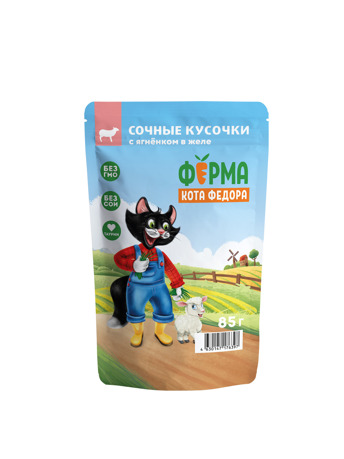 Ферма кота Фёдора Влажный корм  в желе для кошек, с ягненком, 85г