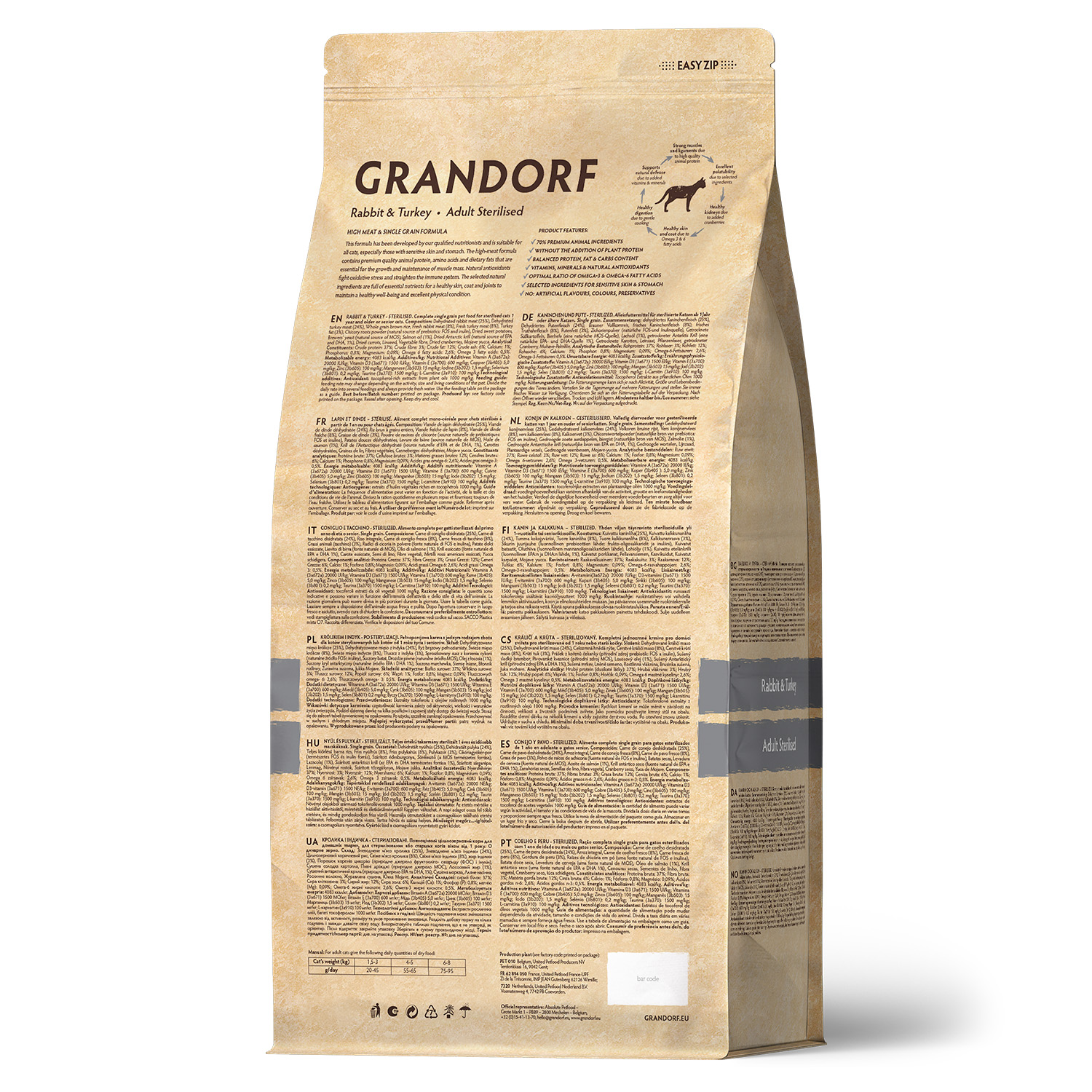 Grandorf Сухой корм для стерилизованных кошек с кроликом 2 кг 5407007851249