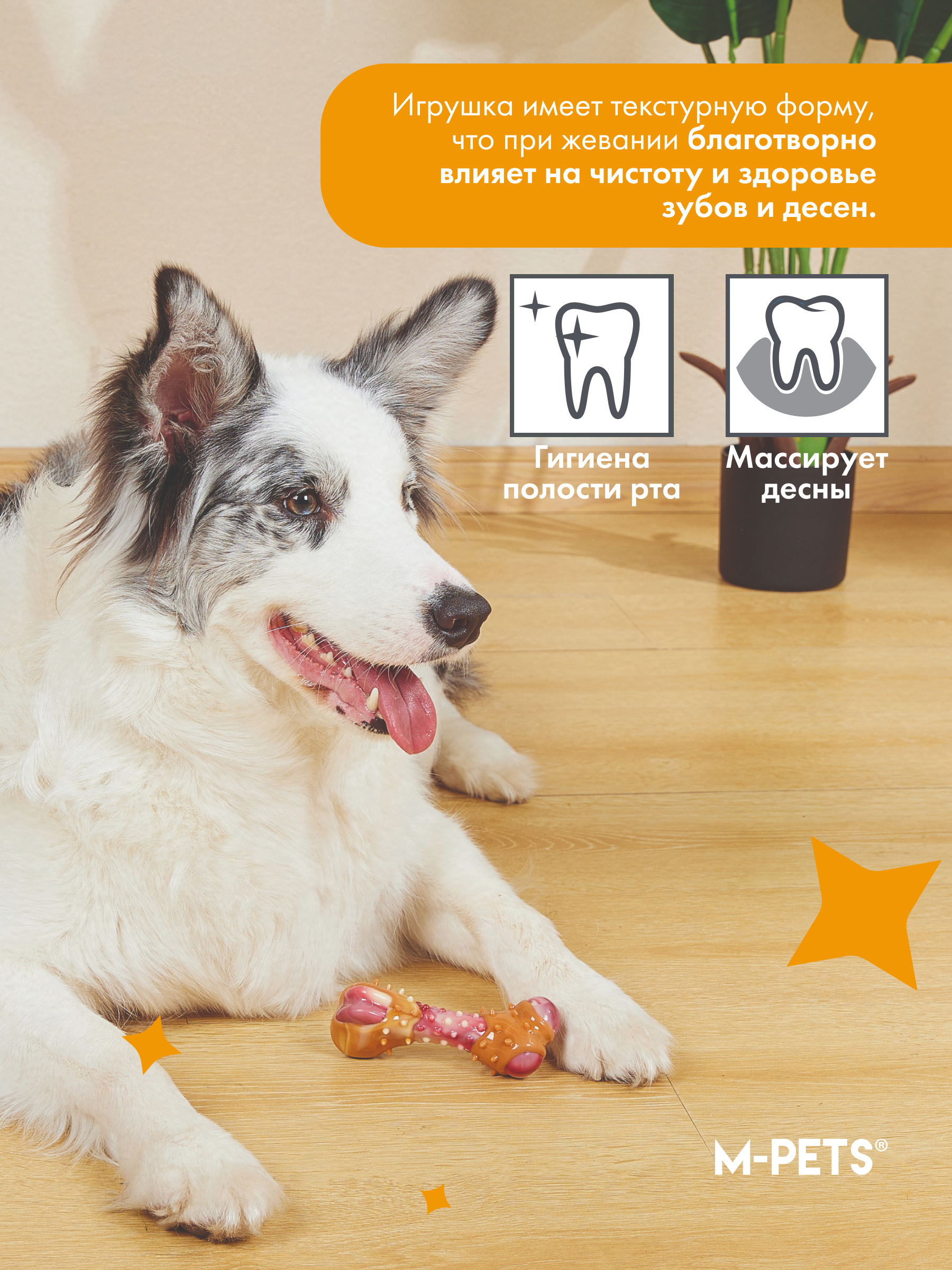 Игрушка для собак Карнивор кость, вкус бекона, красная 13.5 x 5.7 x 4.9 см MPets 10661599