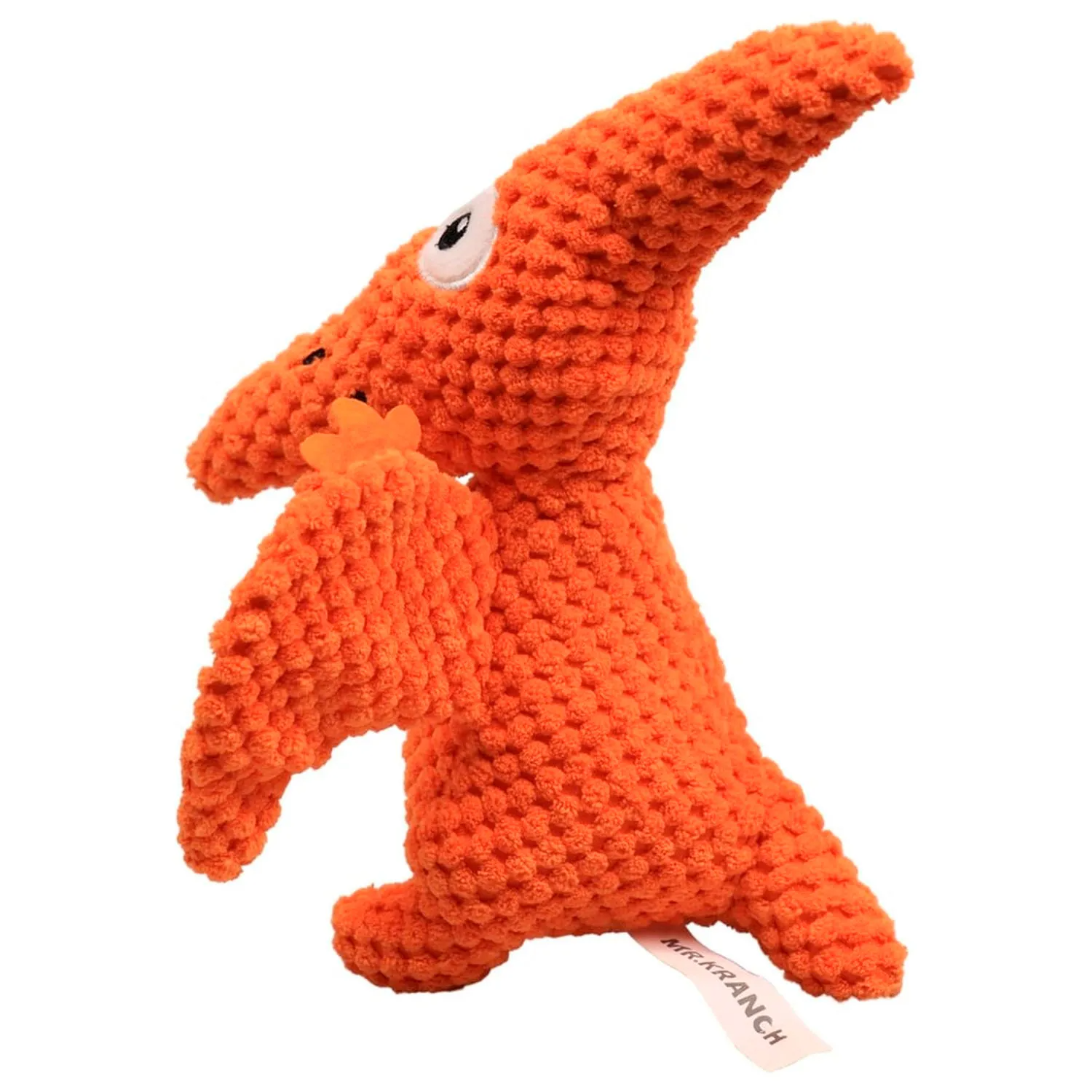 Игрушка Mr.Kranch для собак "Птерозавр" плюшевая с пищалкой 23 см оранжевая