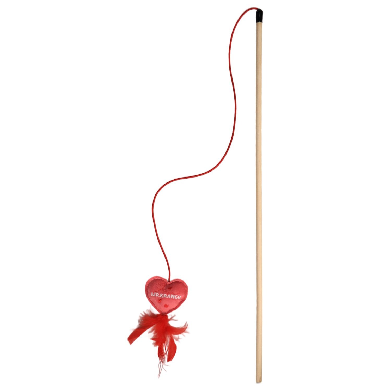 Игрушка-дразнилка Mr.Kranch для кошек Сердечко плюшевая с кошачьей мятой и перышками 50 см, розовая