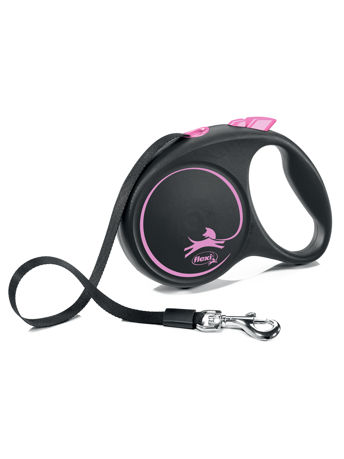 flexi рулетка Black Design M (до 25 кг) 5 м лента черный/розовый