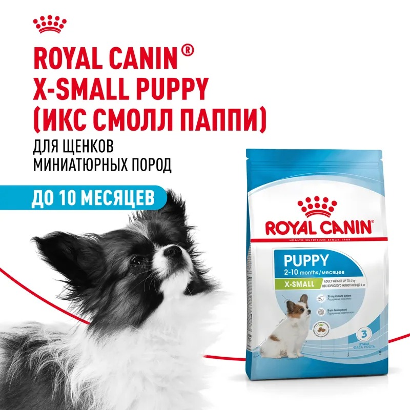ROYAL CANIN X-Small Сухой корм для щенков миниатюрных пород 1,5 кг 4627109387496