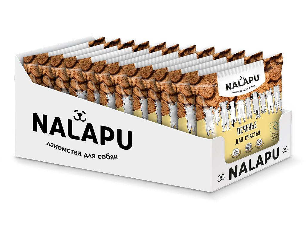 Печенье NALAPU для счастья собак, мультивитаминное, от стресса, 115 г