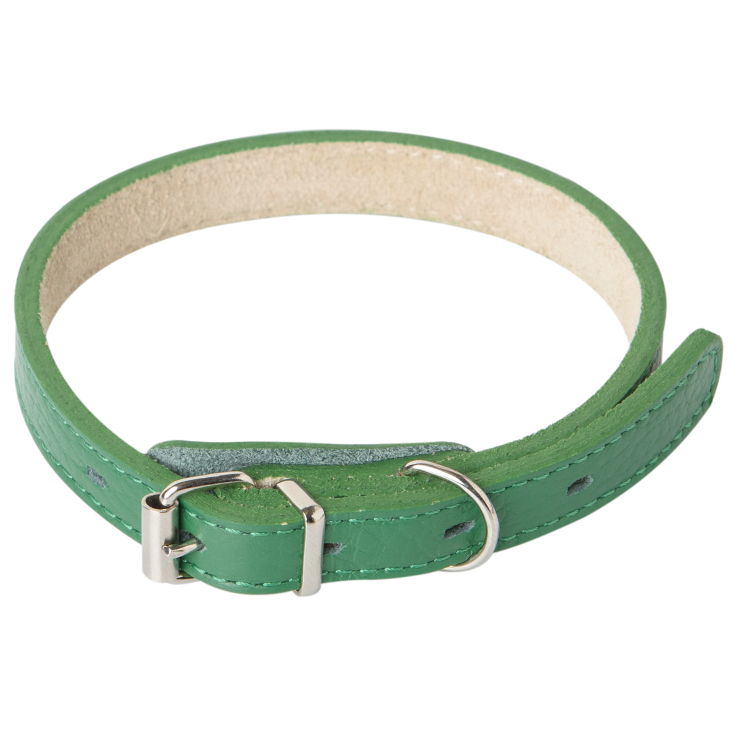Ошейник Mr.Kranch для собак из натуральной кожи прямой, 48-60см, зеленый