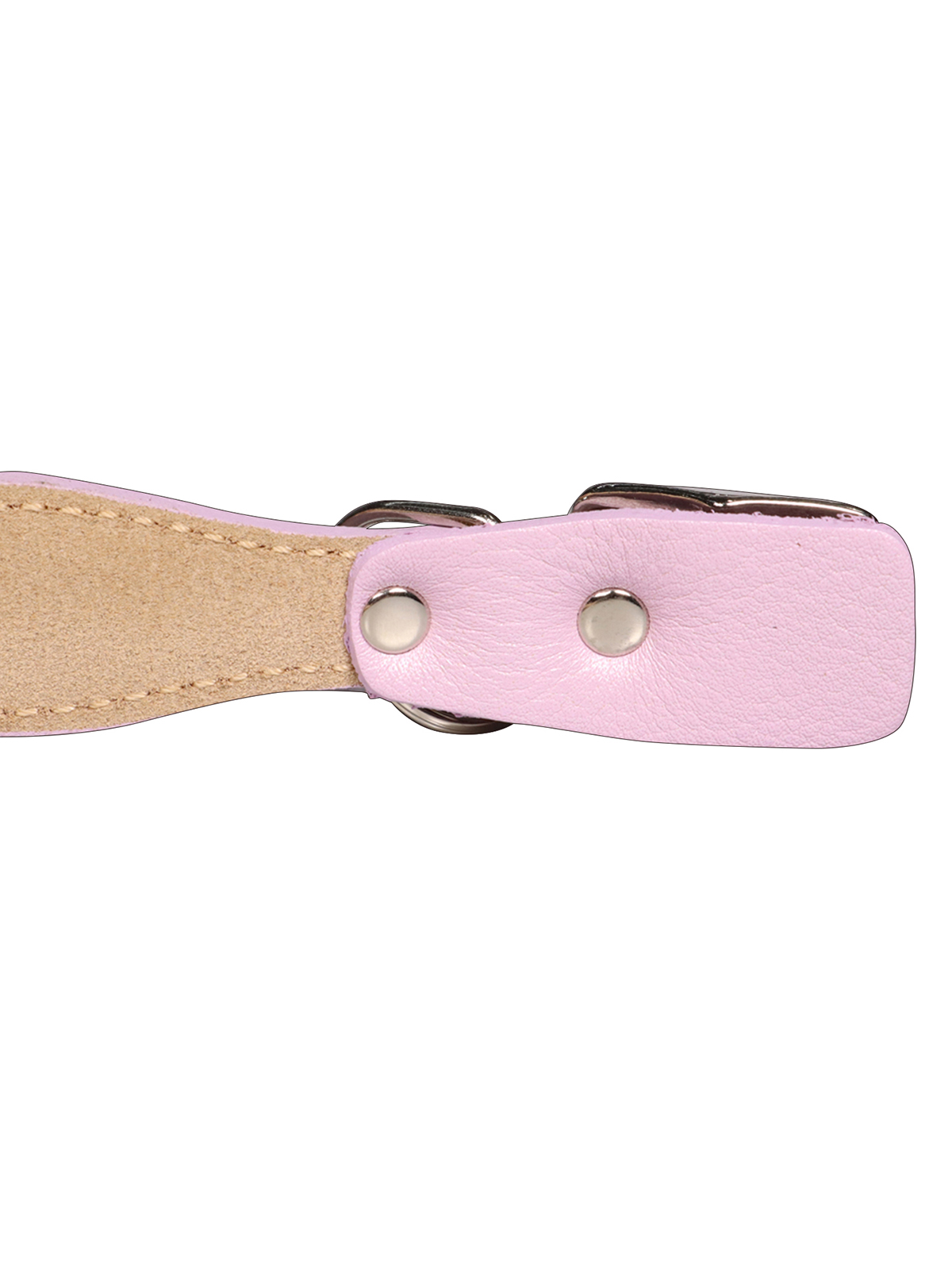 Ошейник Mr.Kranch для собак из натуральной кожи с QR-адресником, 22-26см, нежно-розовый