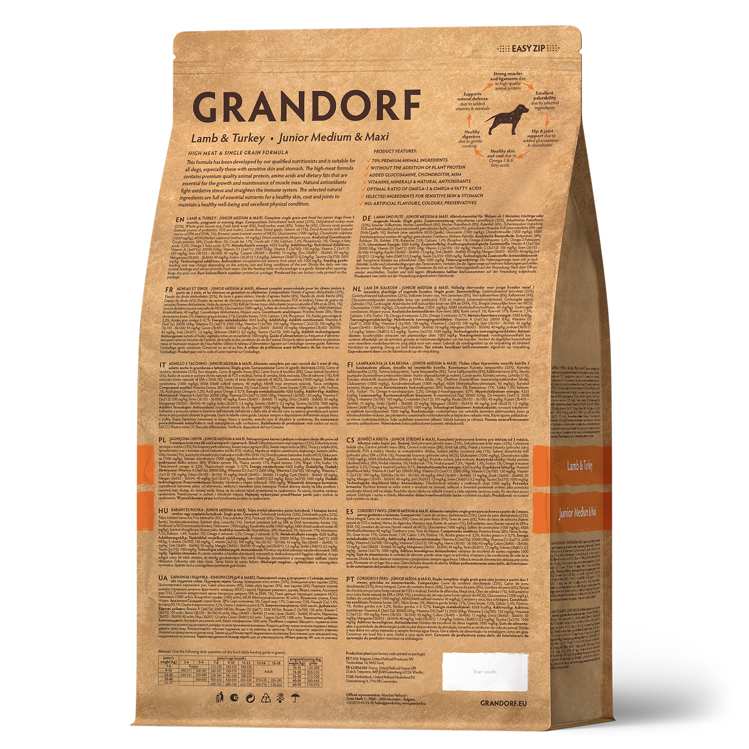 Grandorf Сухой корм для юниоров с ягнёнком и индейкой 1 кг 5407007850884