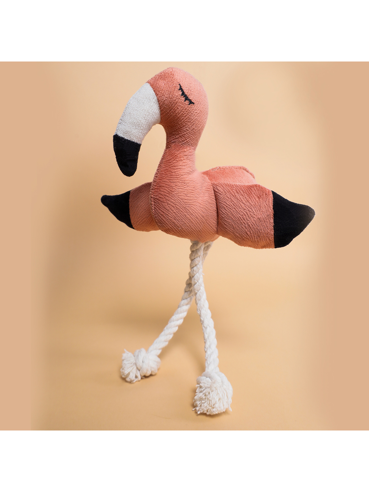 Игрушка Mr.Kranch для собак мелких и средних пород Фламинго с канатом и пищалкой 24х13,5х6см, персиковый