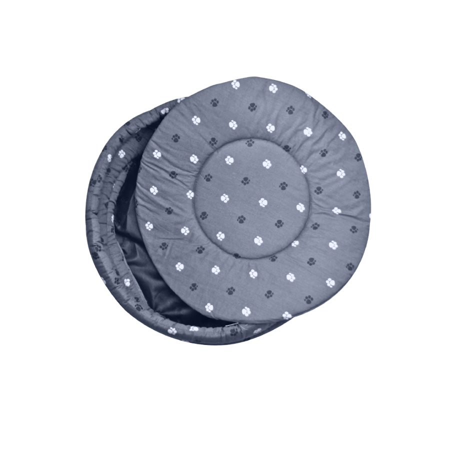Моськи-Авоськи Лежанка круглая стёганая с подушкой (хлопок, периотек), 47,5*47,5*21,5, серая