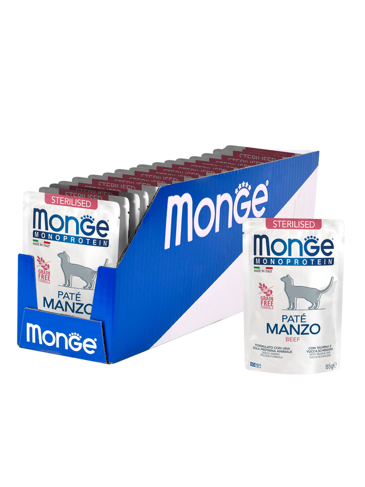 Monge Cat Monoprotein Влажный корм  для стерилизованных кошек, из говядины,  85 г
