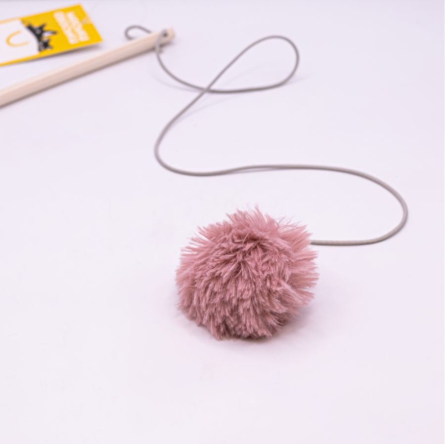 Моськи-Авоськи Игрушка-дразнилка "Удочка шуршик" 4см, на резинке 70см, розовая (иск.мех)