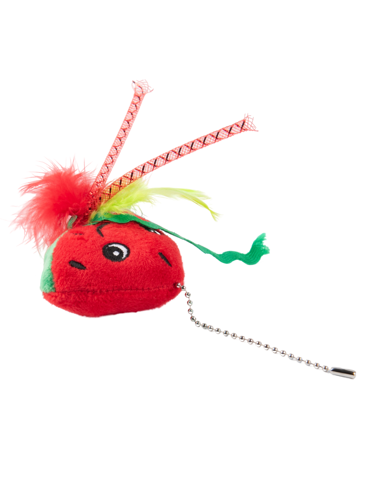 Игрушка Mr.Kranch для кошек Арбузик плюшевая с кошачьей мятой и перышками 16 см красная