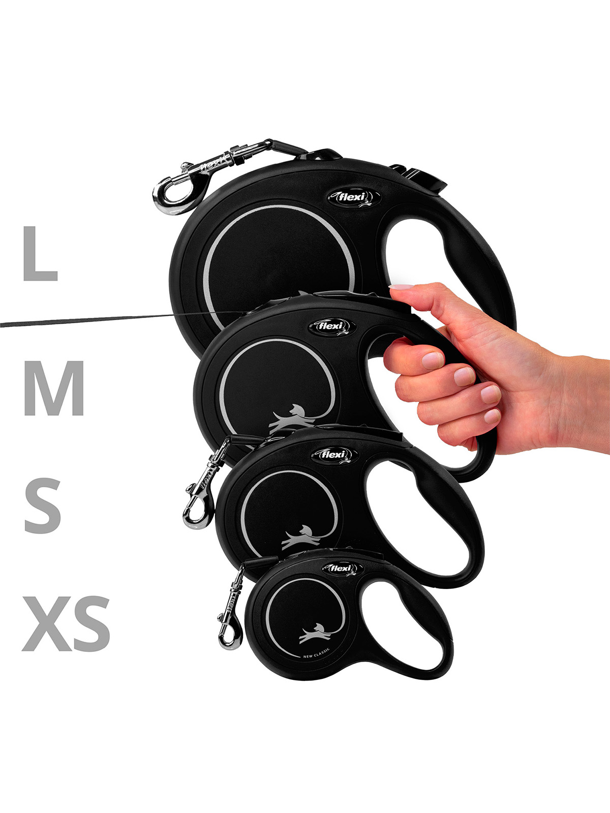 Flexi flexi рулетка New Classic L (до 50 кг) лента 8 м черная