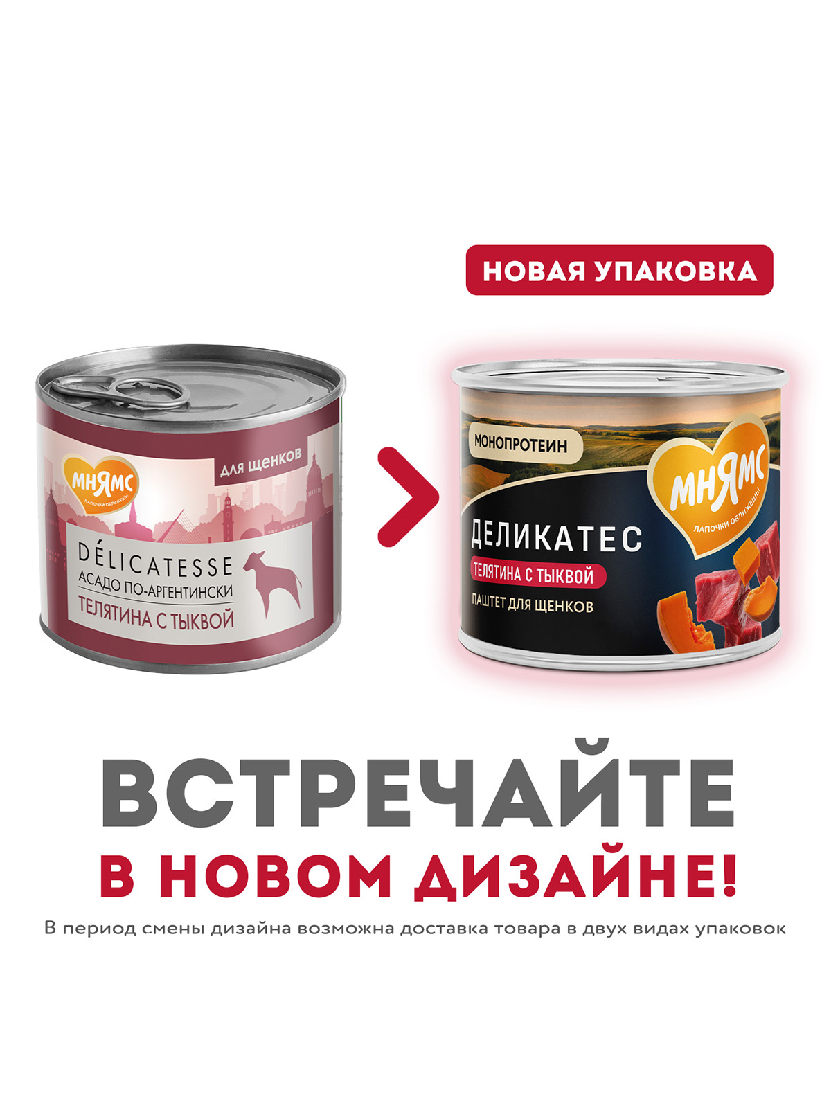 Влажный корм Мнямс Деликатес Паштет из телятины с тыквой для щенков всех пород "Асадо по-аргентински" 200 г