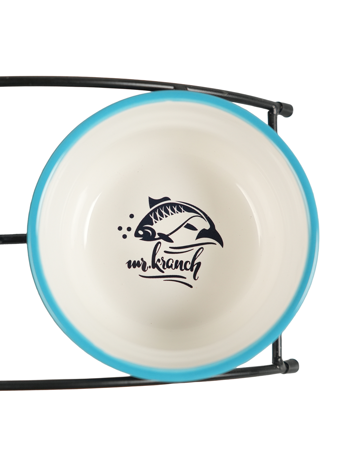 Миски Mr.Kranch на подставке для собак и кошек двойные 2x290 мл fish&chips, голубые
