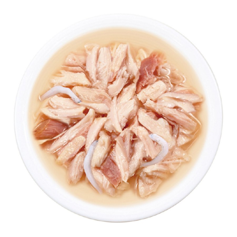 INABA CIAO Toromi Влажный корм для кошек, куриное филе и тунец Кацуо с мальками ширасу в бульоне,  80 г