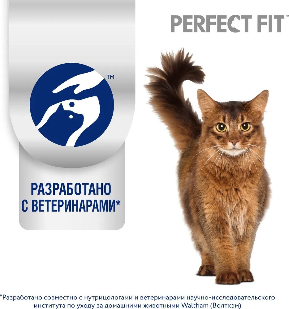 PERFECT FIT Влажный корм для кошек с чувствительным пищеварением, с лососем, 75гр