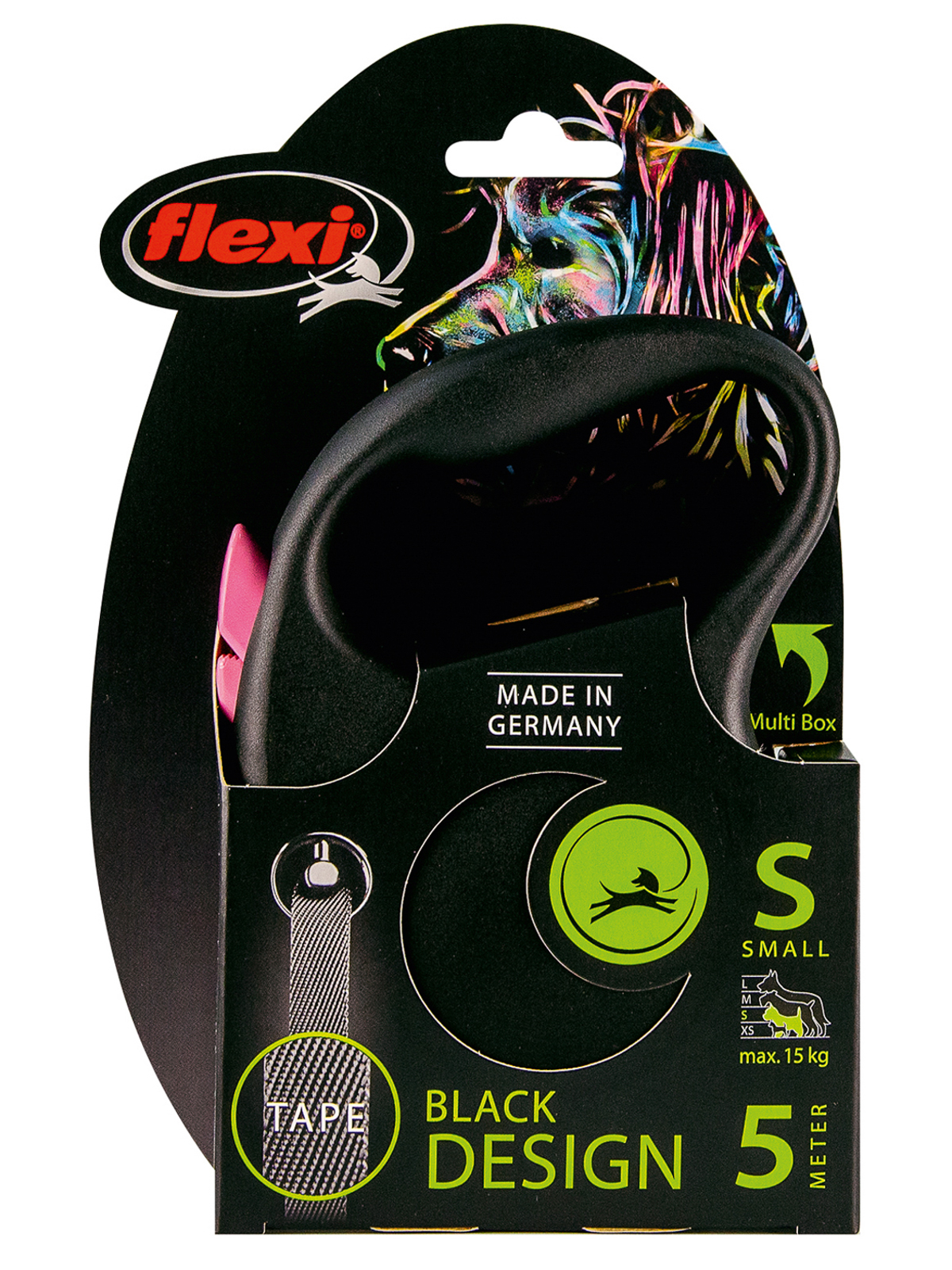 Flexi flexi рулетка Black Design S (до 15 кг) 5 м лента черный/розовый