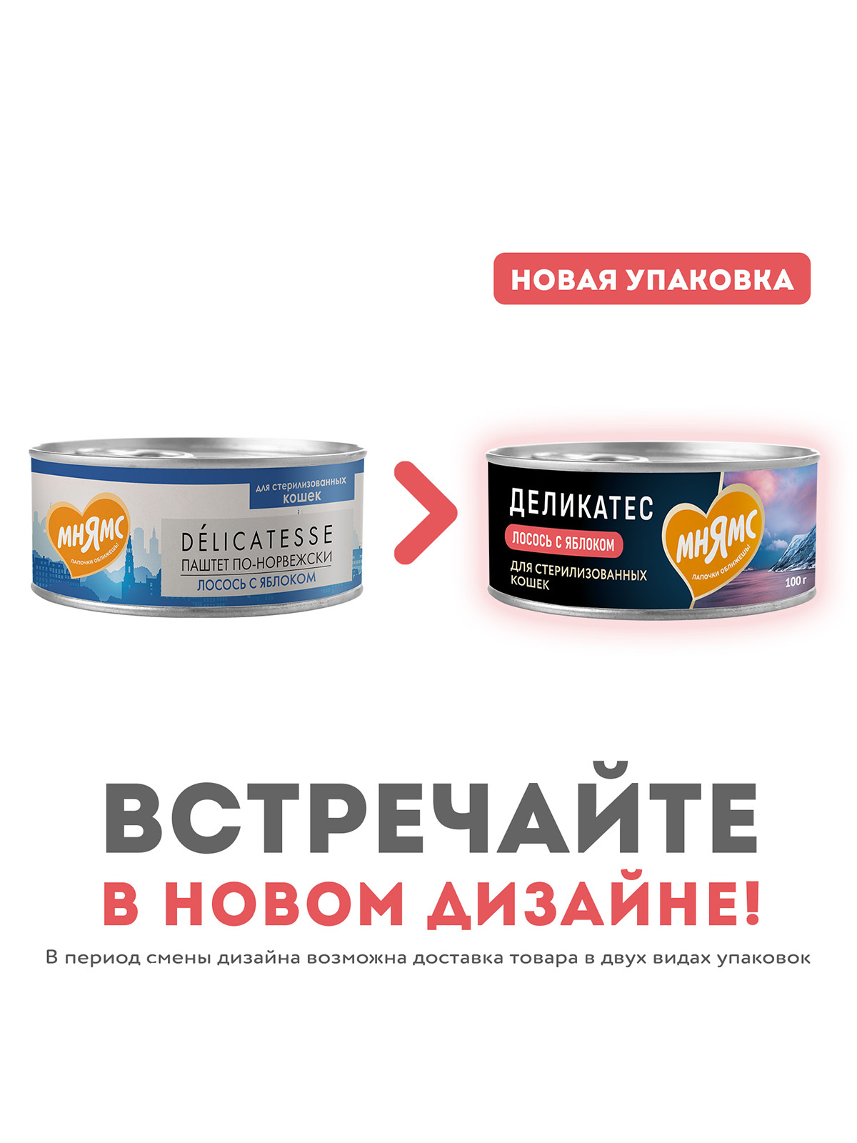 Мнямс Деликатес Влажный корм  для стерилизованных кошек Паштет по-норвежски, лосось с яблоком, 100 г